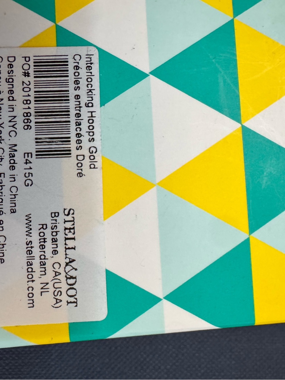 STELLA & DOT Interlocking Gold Hoop Earrings w/ Box, Like New - Picture 3 of 3